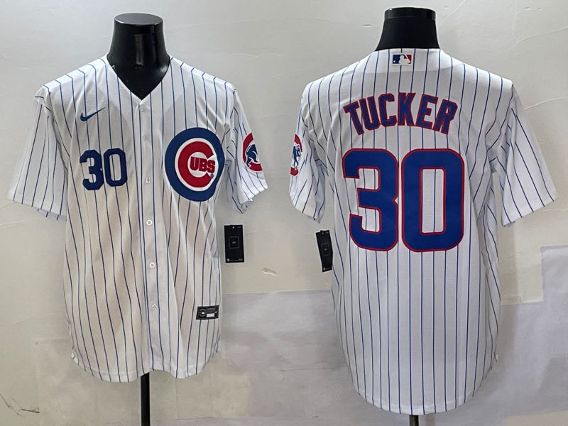 Men Chicago Cubs #30 Tucker White Stripe Game Nike 2025 MLB Jersey style 2